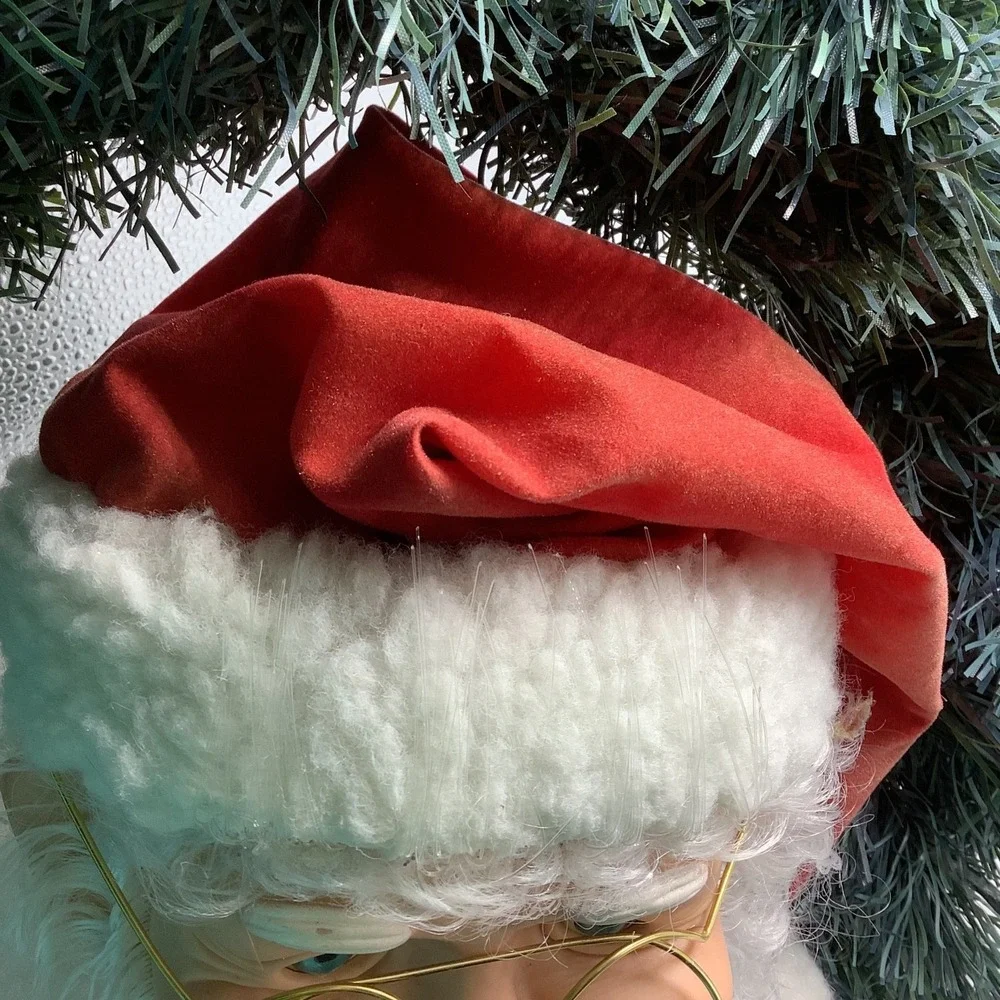 VTG Fiber Optic Christmas Wreath w/‎ Santa Clause Face For Decoration/Parts Only